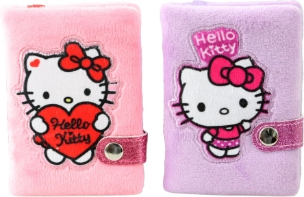 Hello Kitty caiet mini din pluș cu închidere cu capsă