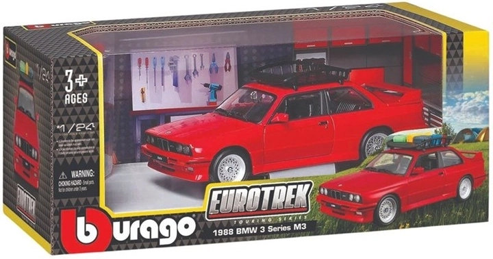 Bburago BMW 3 Series M3 Touring 1988 model de mașină roșu 1:24