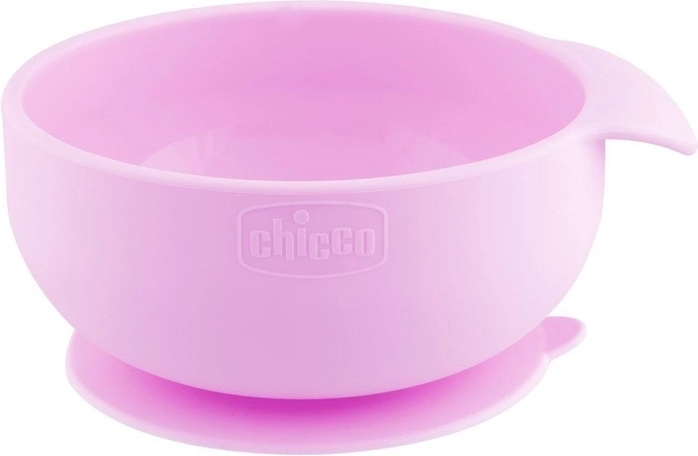 Bol din silicon Chicco cu ventuză, roz, 6m+