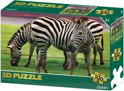 Puzzle 3D cu zebre, 100 piese