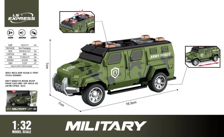 Mașină militară cu efecte luminoase și sonore 16,5 cm