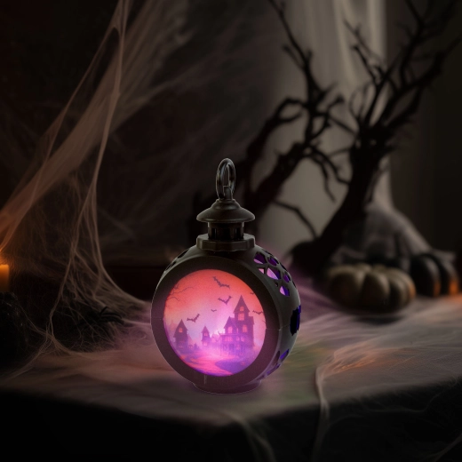 Decorațiune LED suspendată de Halloween cu motiv de castel