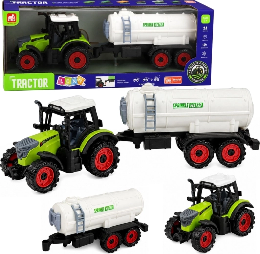Tractor fermă pentru copii cu cisternă, cu propulsie prin inerție, 34 cm