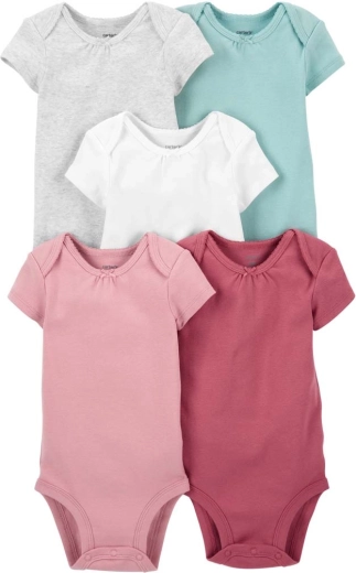 Body din bumbac Carter’s pentru fetițe, mânecă scurtă, set 5 buc., mărimea 56
