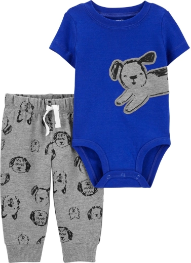 Set Carter’s din 2 piese pentru băieți – body cu mânecă scurtă și pantaloni de trening Blue Dog (6 luni)