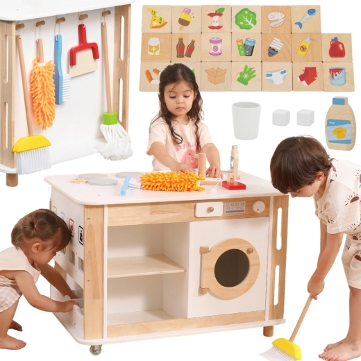 Centru domestic din lemn 3‑în‑1 cu accesorii Viga