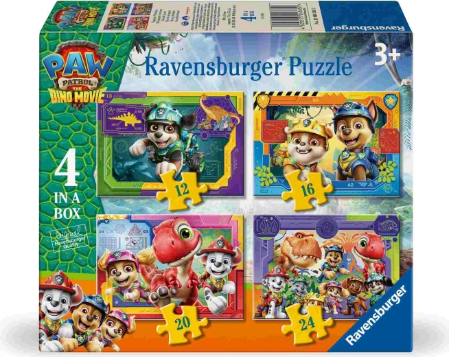 Patrula Cățelușilor: Filmul cu dinozauri puzzle 4 în 1 Ravensburger