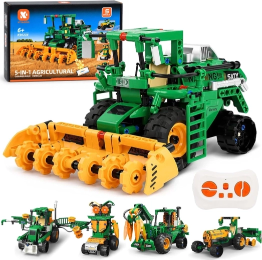 KY BLOCKS set tehnic de construcție 5 în 1 – utilaje agricole telecomandate (331 piese)