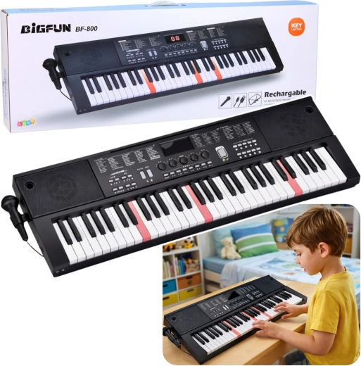 Clapă electronică cu 61 de clape, microfon și iluminare a clapelor