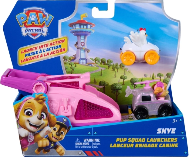 Patrula Cățelușilor dispozitiv lansator Skye – set cu mini mașinuțe