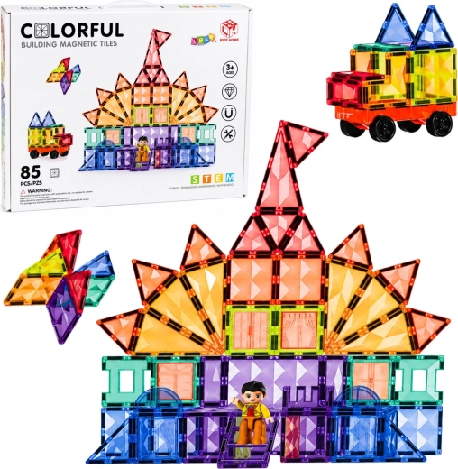 Seturi de construcție magnetice – panouri magnetice 3D colorate STEM (85 piese)