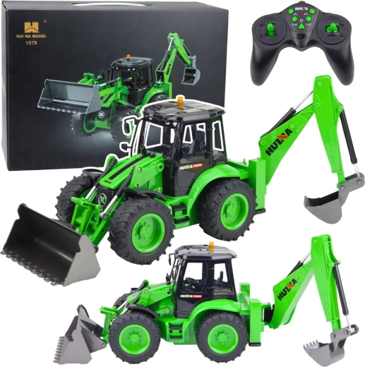 Încărcător-excavator Huina cu telecomandă 1:14, cu lumini și sunete