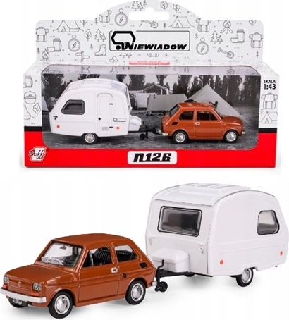 Fiat 126p cu rulotă Niewiadów N-126, maro, model 1:43