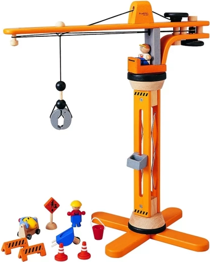 PlanToys set de construcții din lemn cu macara