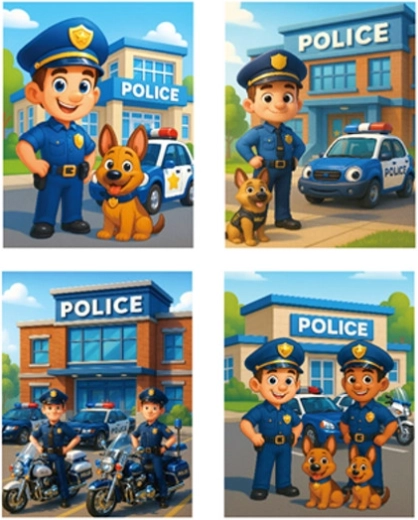 Pungă cadou M cu motiv polițienesc