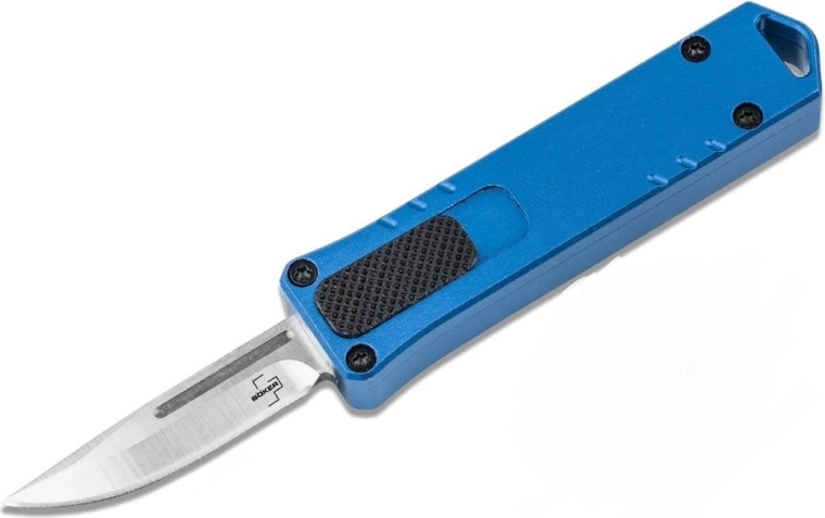 Böker Plus Micro USB OTF albastru cuțit automat 4 cm