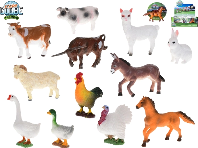 Kids Globe Farming set de animale de fermă din plastic – 12 specii