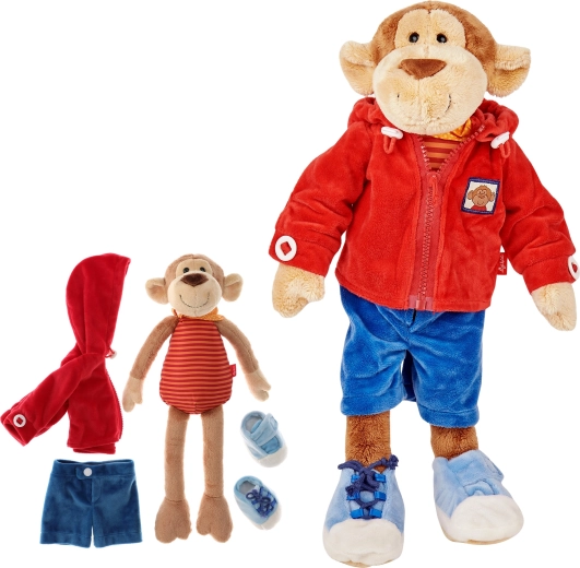 Sigikid maimuțică de pluș pentru învățarea îmbrăcării, 43 cm