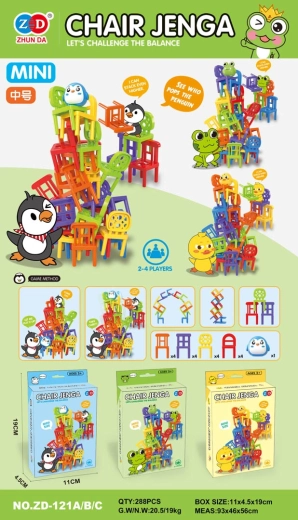 Joc de îndemânare mini scăunele – ediția pinguin