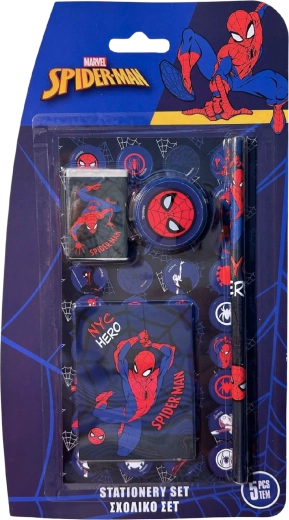 Set de scris școlar în 5 piese Spider-Man, albastru închis