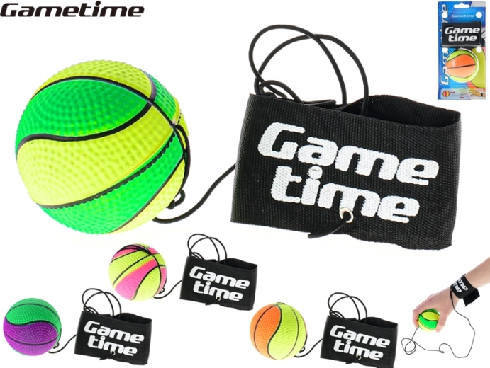 Mingea de antrenament Gametime pe elastic 6 cm cu bandă pentru încheietură