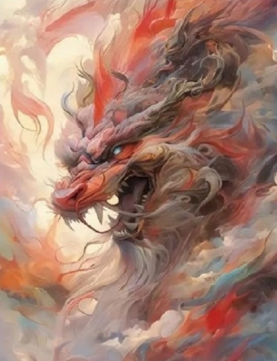 Pictură cu diamante Dragon roșu 30 × 40 cm