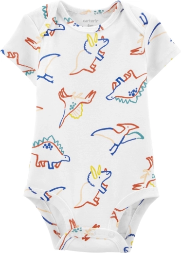 Body pentru bebeluși Carter’s cu mânecă scurtă, ivory, Dino, pentru băieți 3 m