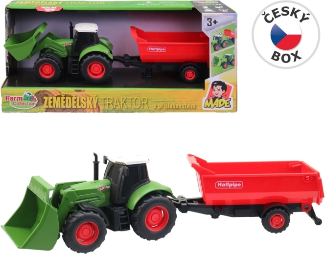 Farm Collection tractor cu remorcă cu sistem cu inerție, cu lumină și sunet, 30 cm (1:32)