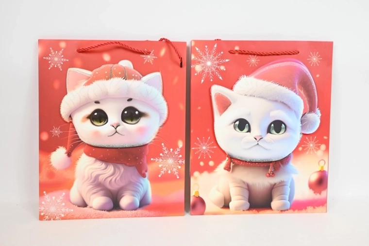 Pungă cadou cu motiv festiv, mărimea M