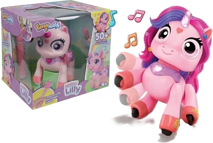 Xtrem Bots RC Lilly curcubeu, unicorn robot interactiv