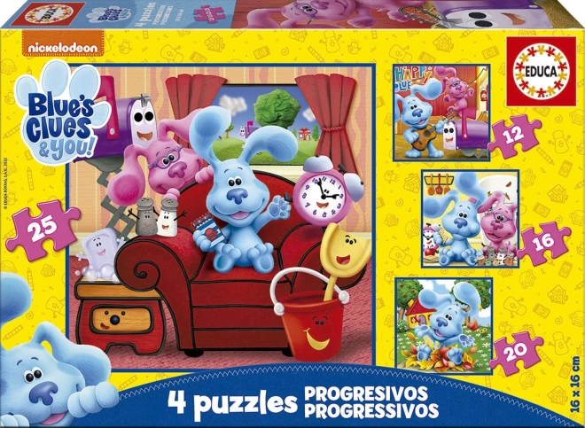 Puzzle BLUE'S CLUES 4în1 pentru copii (12, 16, 20 și 25 piese)