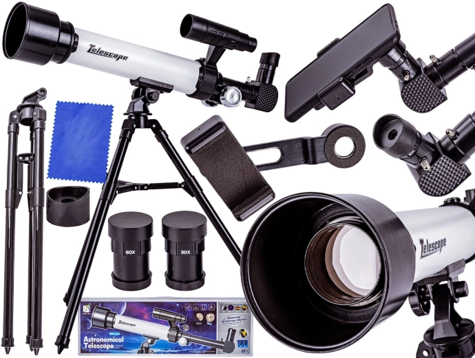 Telescop astronomic cu trepied pentru începători, cu accesorii