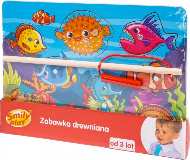 Puzzle magnetic din lemn Pescuit pentru copii