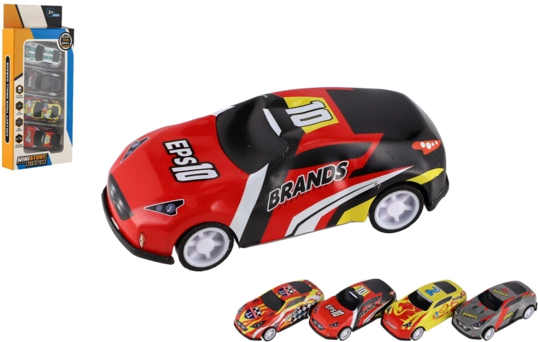 Set de mașinuțe mini de curse cu rulare liberă, 4 buc.