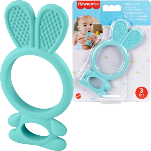 Fisher-Price suzetă de ros moale pentru bebeluși – iepuraș albastru