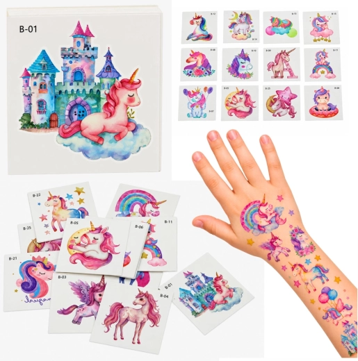 Tatuaje temporare pentru copii cu unicorni, 25 buc.