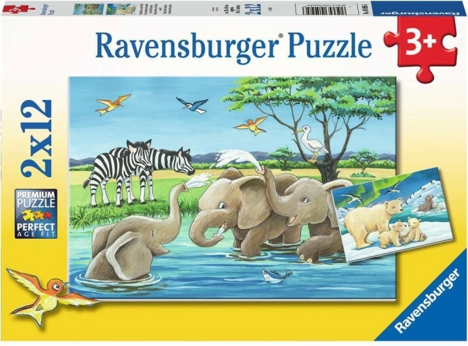 Puzzle Ravensburger Pui de animale 2×12 piese