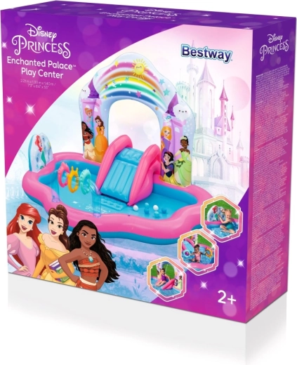 Centru de joacă gonflabil Disney Princess cu tobogan și duș