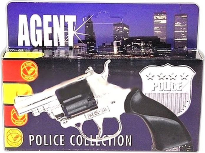 Colt argintiu pe capse Agent 38 (8 focuri) - 1 bucată