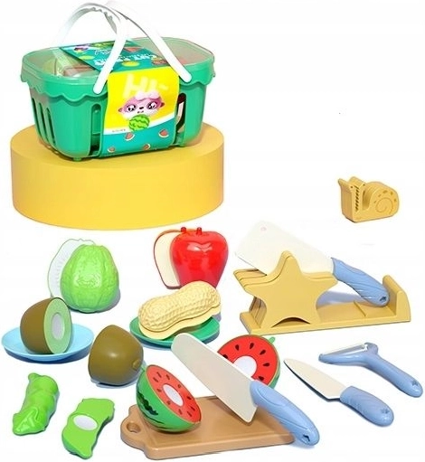 Set de bucătărie pentru copii pentru tăiat legume, cu coșuleț