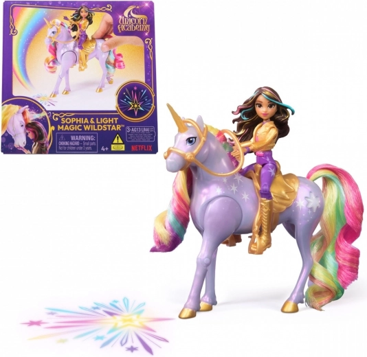 Sophia și Wildstar de la Academia Unicorni cu lumină magică