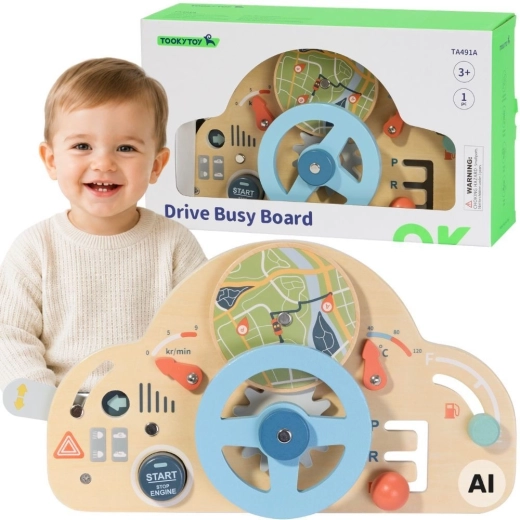 Tooky Toy volan educativ din lemn pentru copii 3+