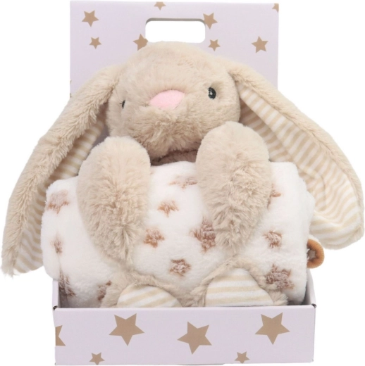 Carlo baby pătură fleece pentru bebeluși cu iepuraș de pluș Bunny beige - 1 bucată