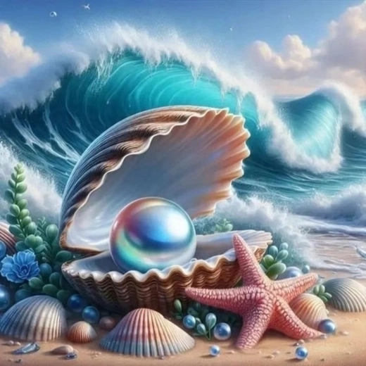 Norimpex Pictură după numere Scoică cu perlă 40 × 50 cm