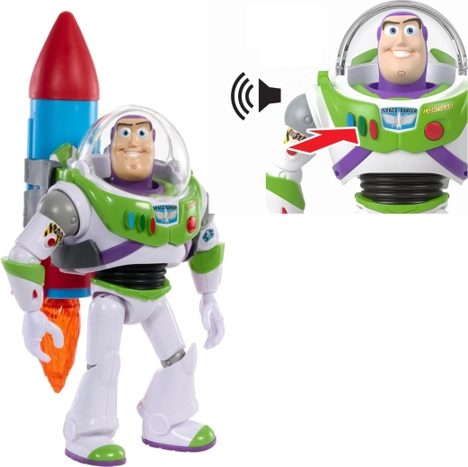 Mattel Disney Toy Story figurină interactivă Buzz Rachetă cu rachetă 27 cm (versiune în engleză) - 1 bucată