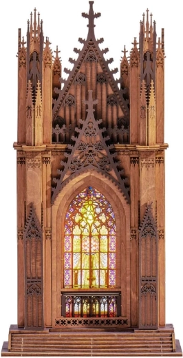 RoboTime Rolife puzzle 3D din lemn – catedrală gotică Twin Tower cu LED