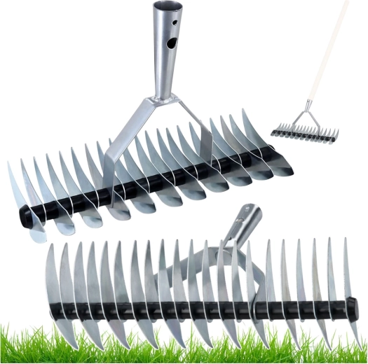 Aerator și scarificator manual LEAN pentru gazon, cu două fețe, lățime 34 cm