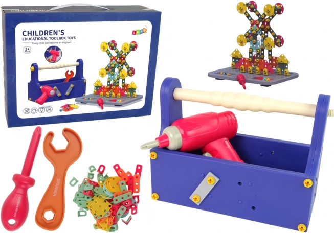 Set de construcție în valiză cu șurubelniță electrică pentru micii meșteri