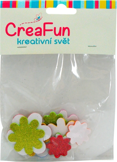 Flori din spumă EVA cu sclipici, 15 buc.