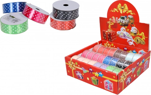 Panglică satinată cu buline 2,5 cm x 2,7 m